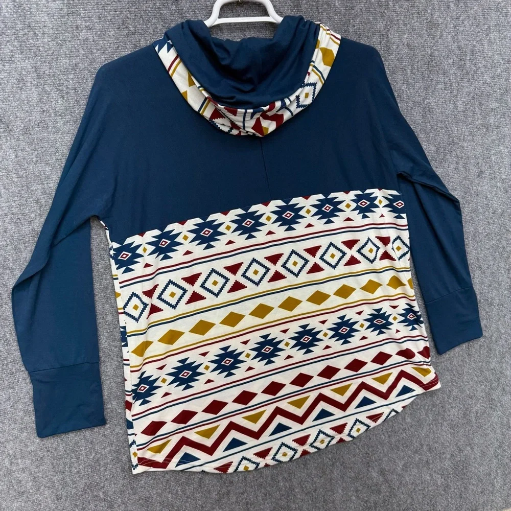 Lularoe Amber hooded shirt‎ top women's size XL aztec mid western design - Picture 13 of 14